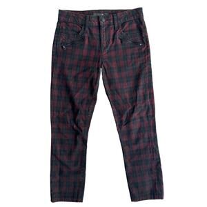 Joe's Jeans Coated Plaid Check, Skinny Ankle Denim in Red/Black, Women's Size 25